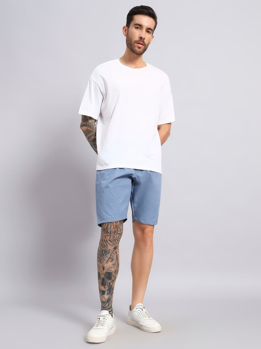 Solid color shorts men Blue