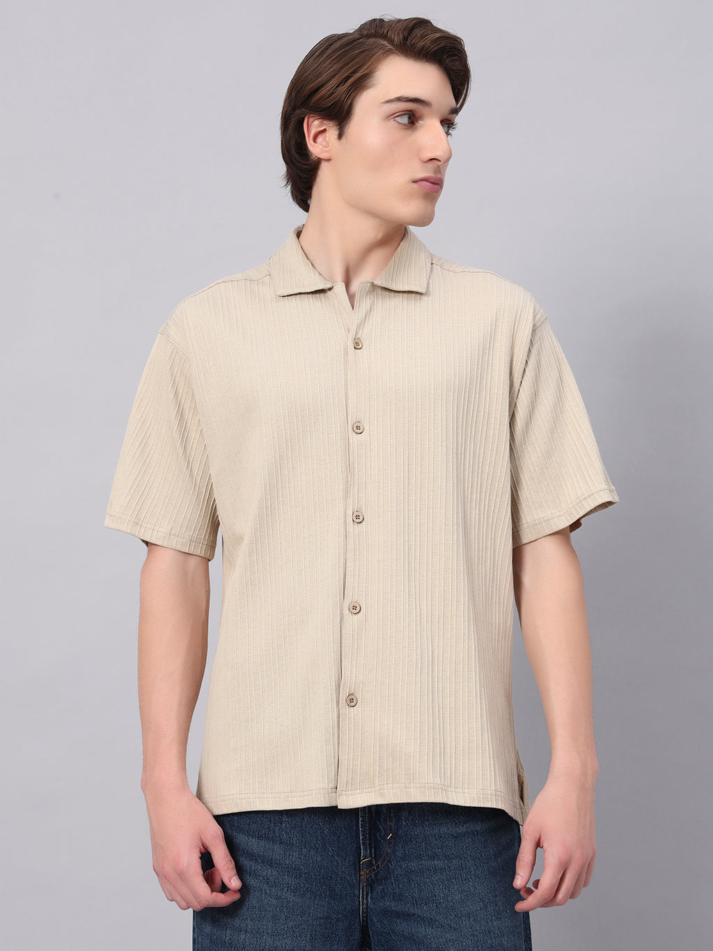 Casual half shirt men Beige