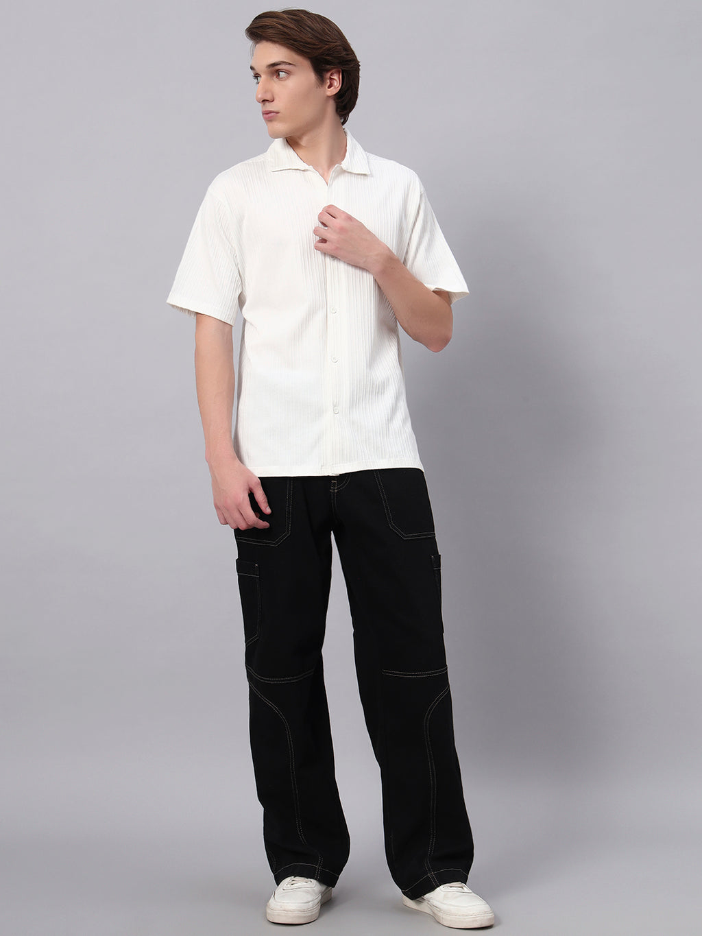 Cotton half shirt White