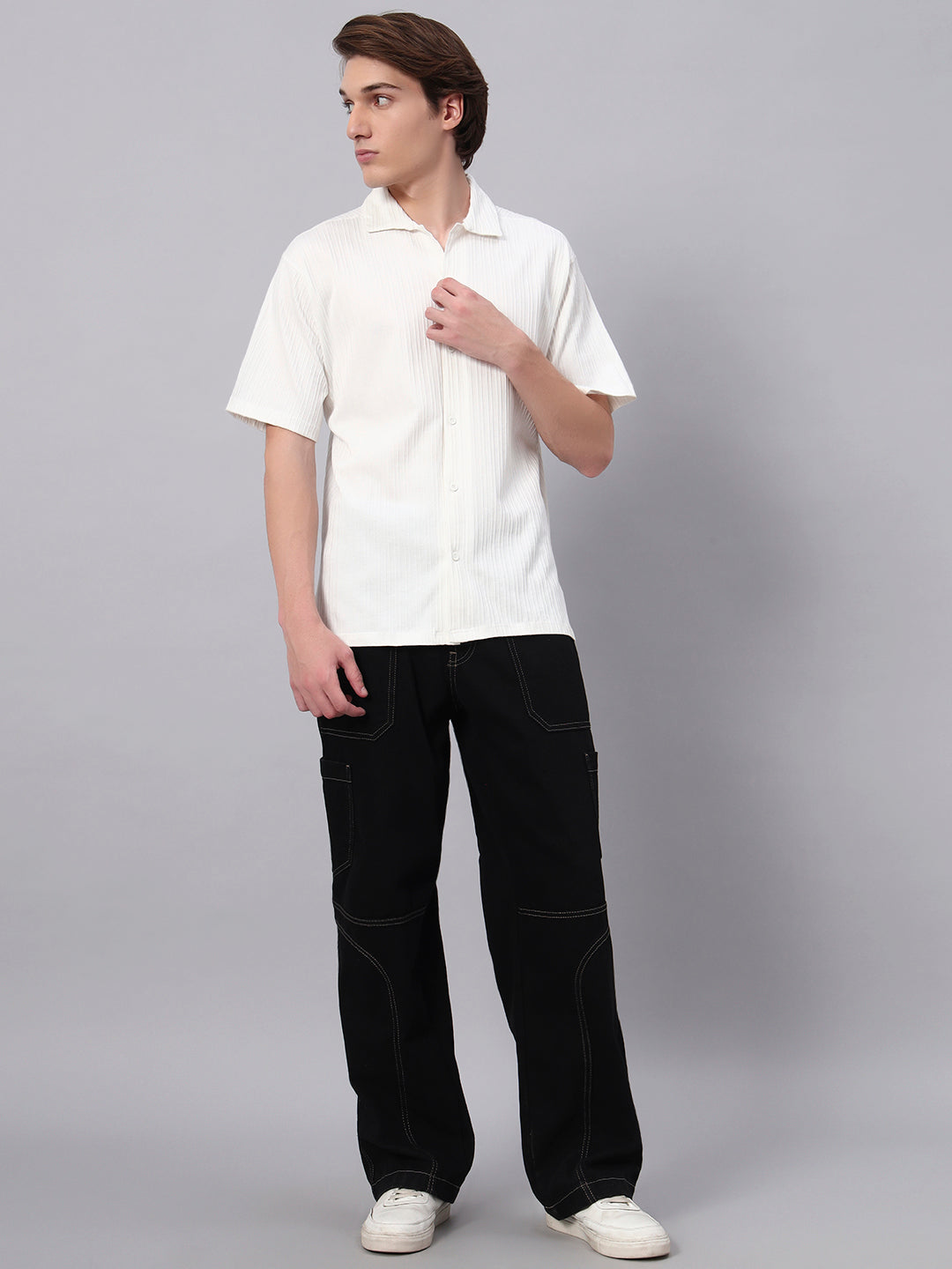 Cotton half shirt White