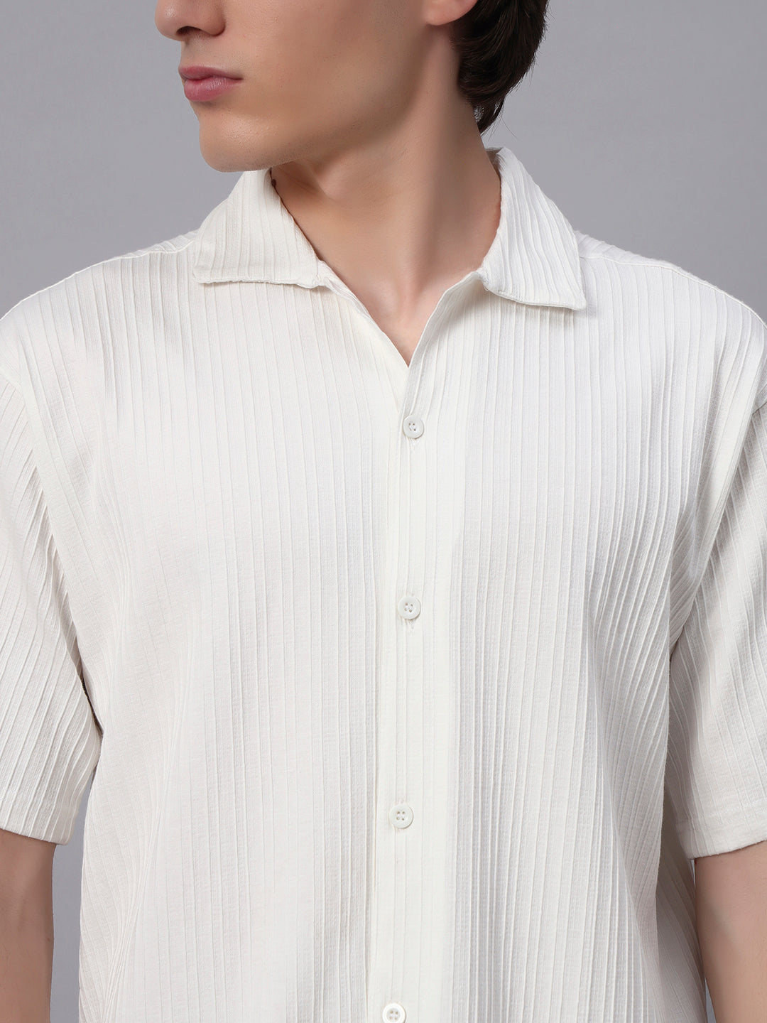 Vertical stripe shirt men White