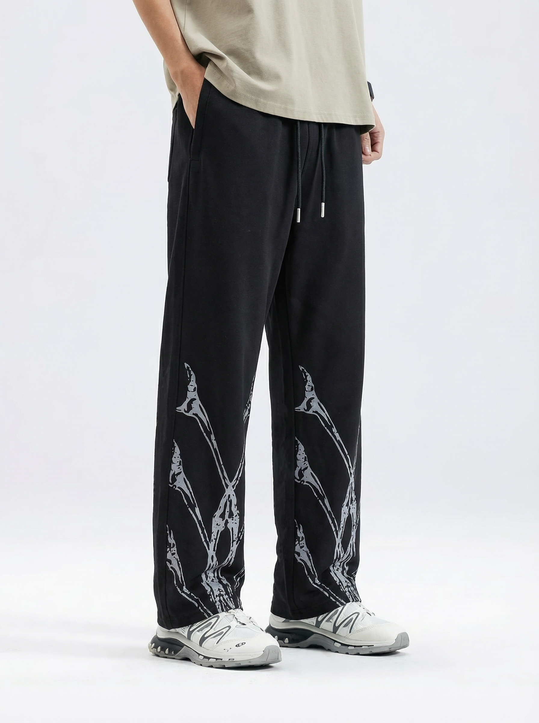 Black printed Track pants