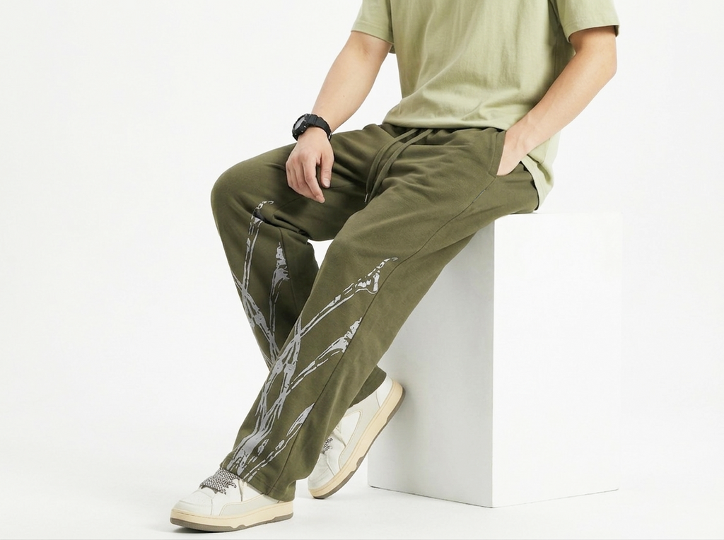 Olive printed track pant