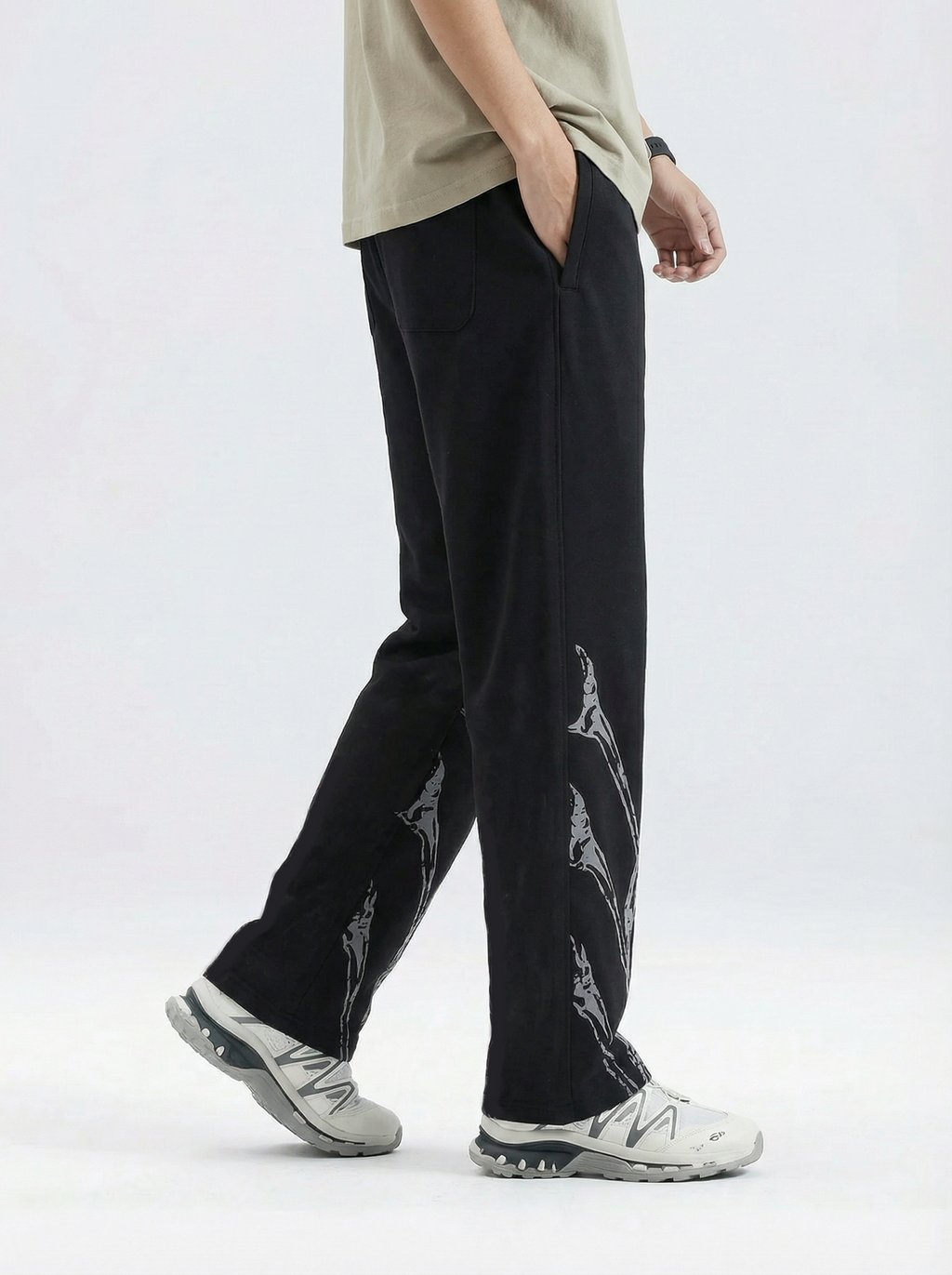 Gym wear printed Black Track pants