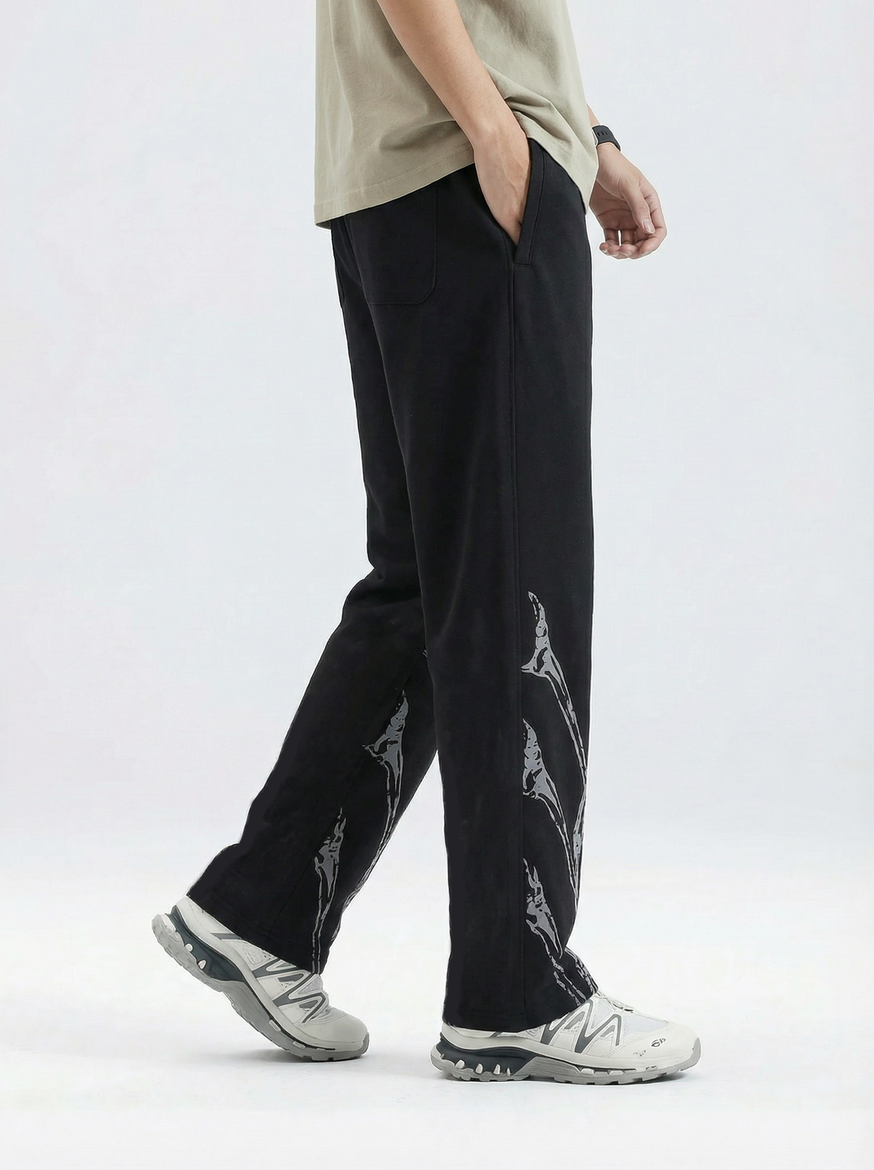 Gym wear printed Black Track pants