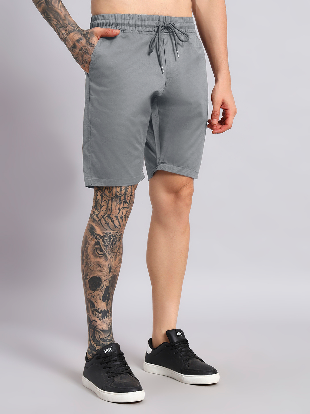 Elastic waistband shorts Grey