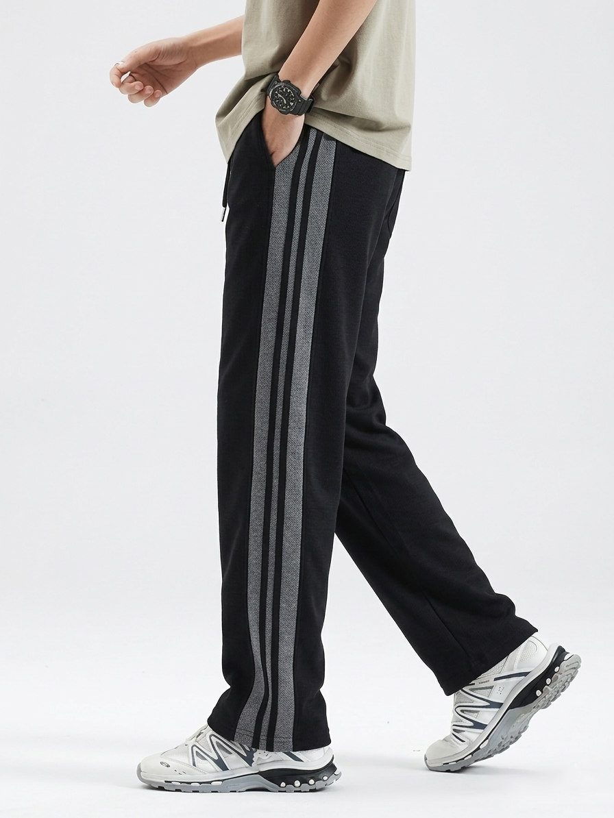 side stripe black track pant