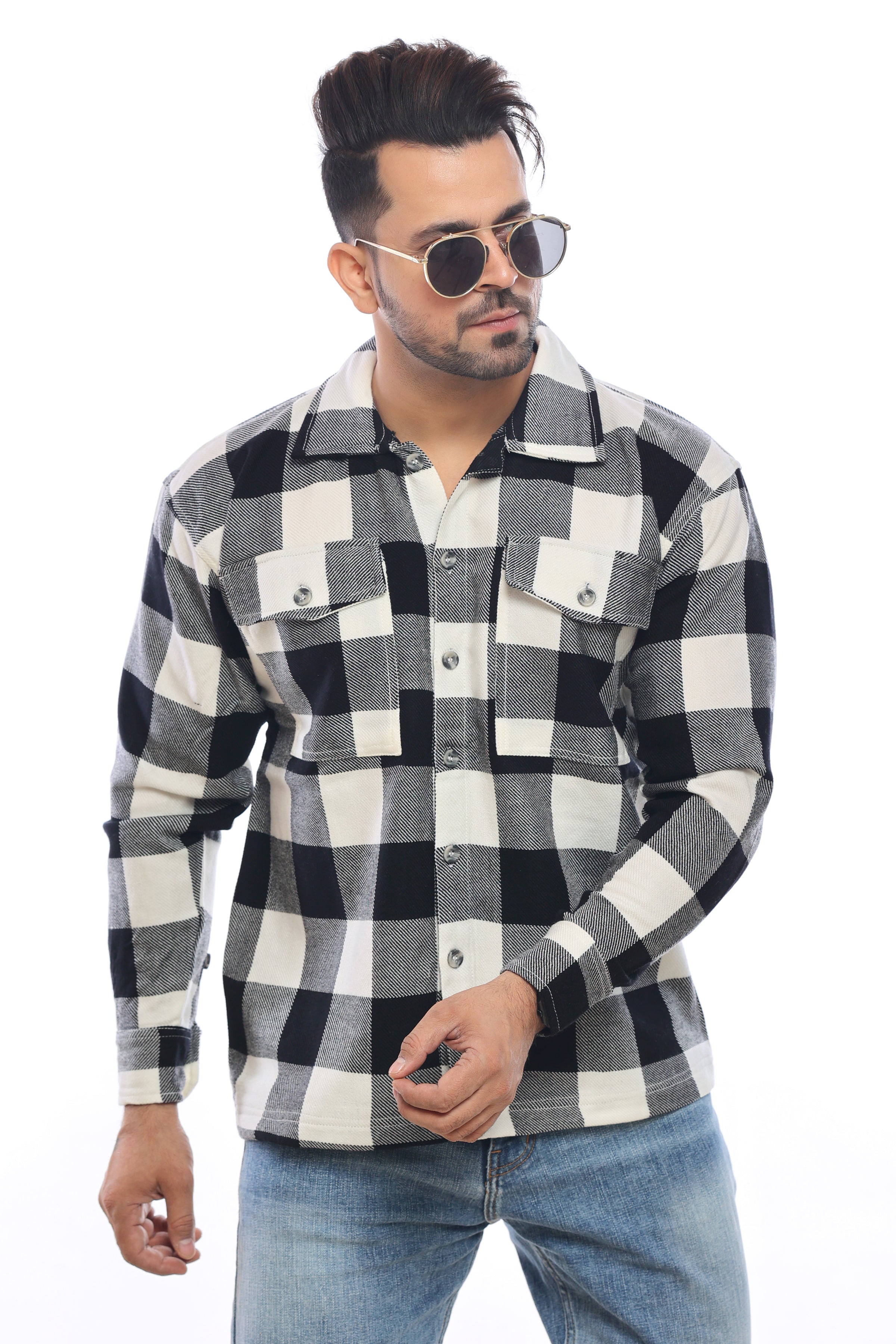 Black and White men's Shacket