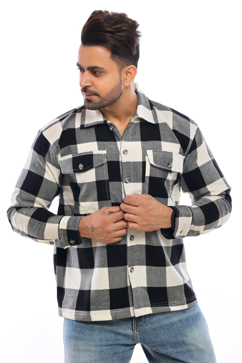 King's Creed Shacket Black and white