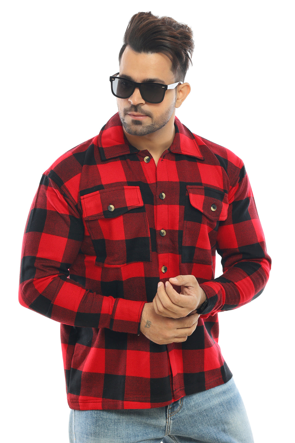 Red and Black men's Shacket
