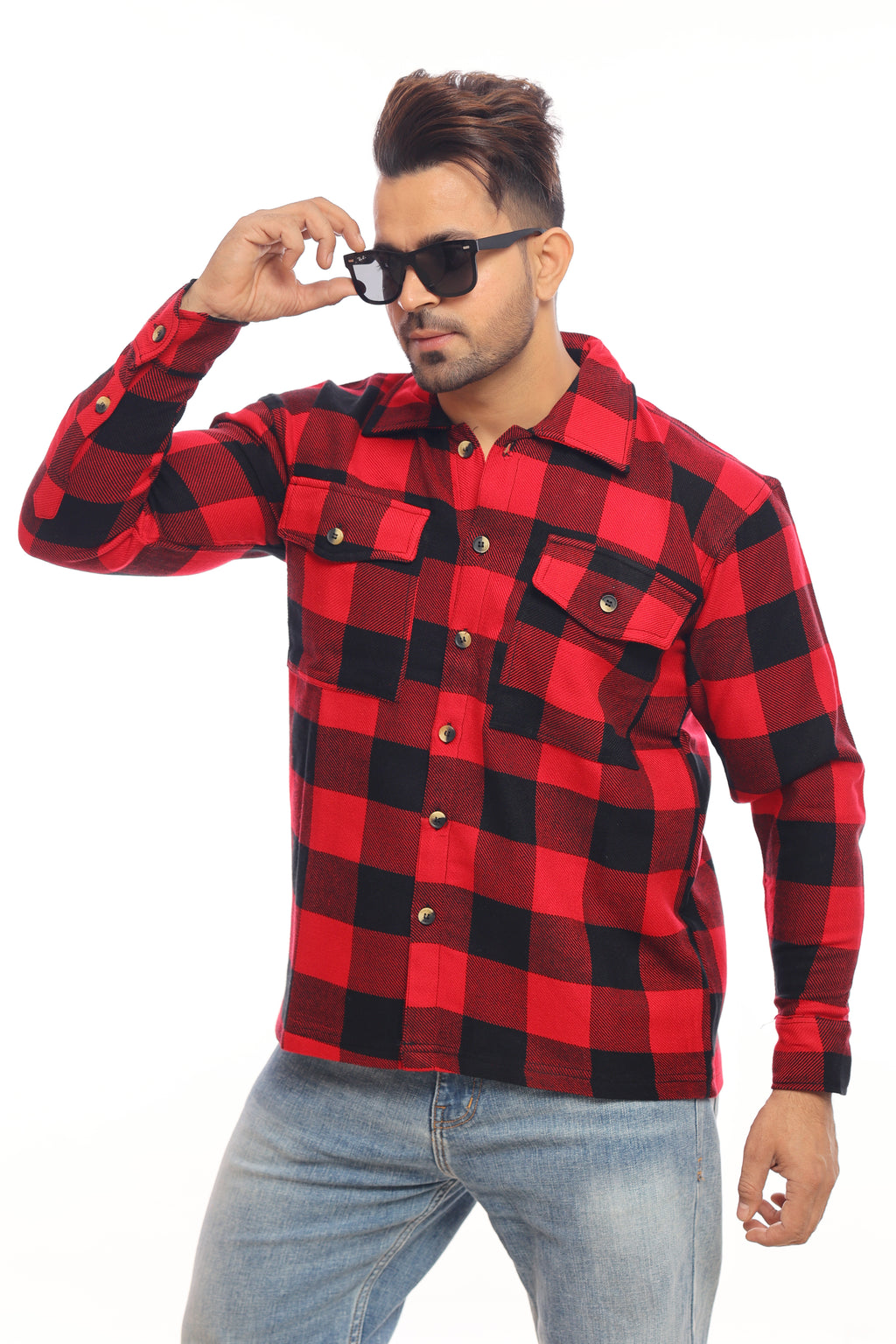 King's Creed winter Overshirt Red and Black