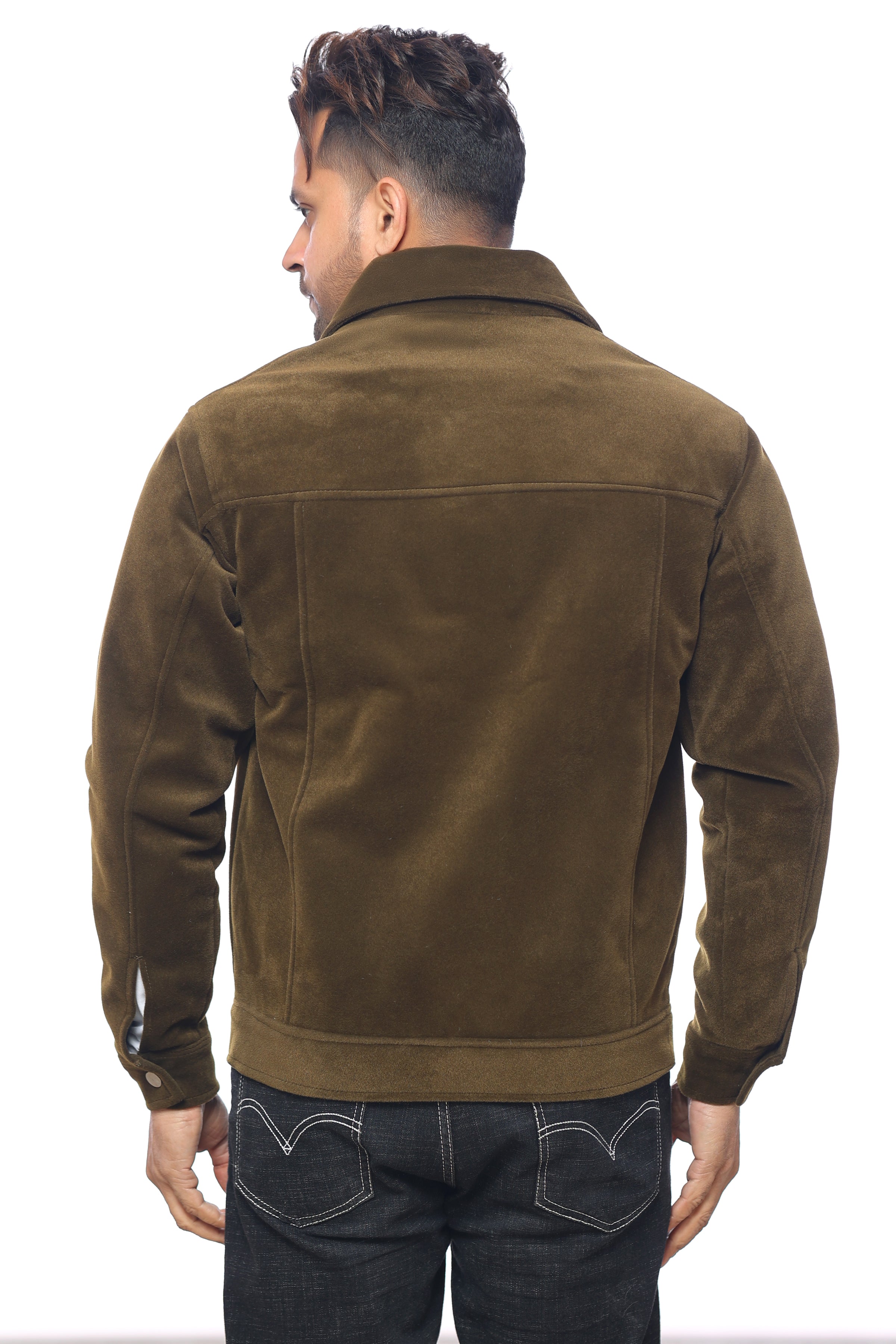 men's button jacket olive green