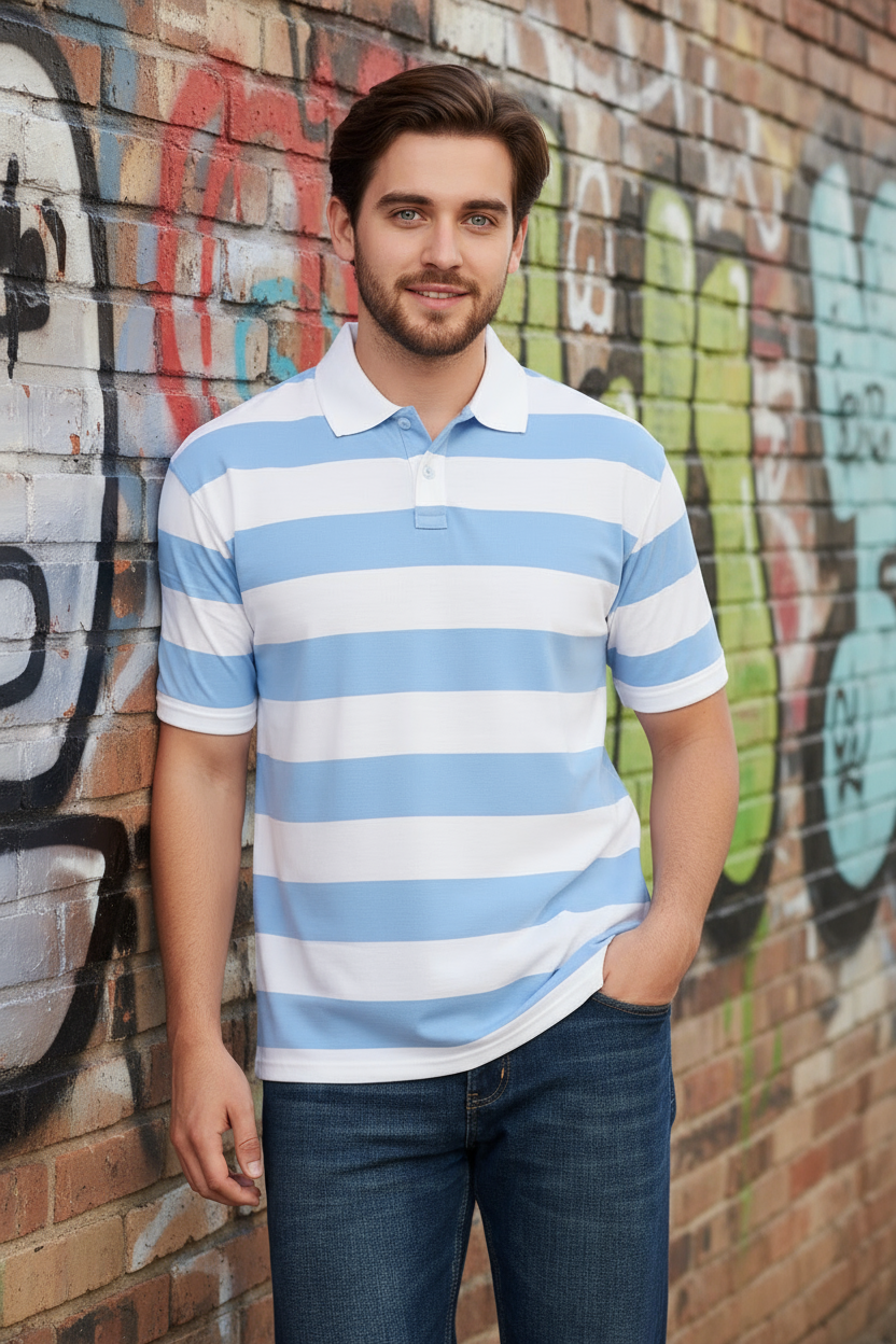 Striped polo T-shirt Blue