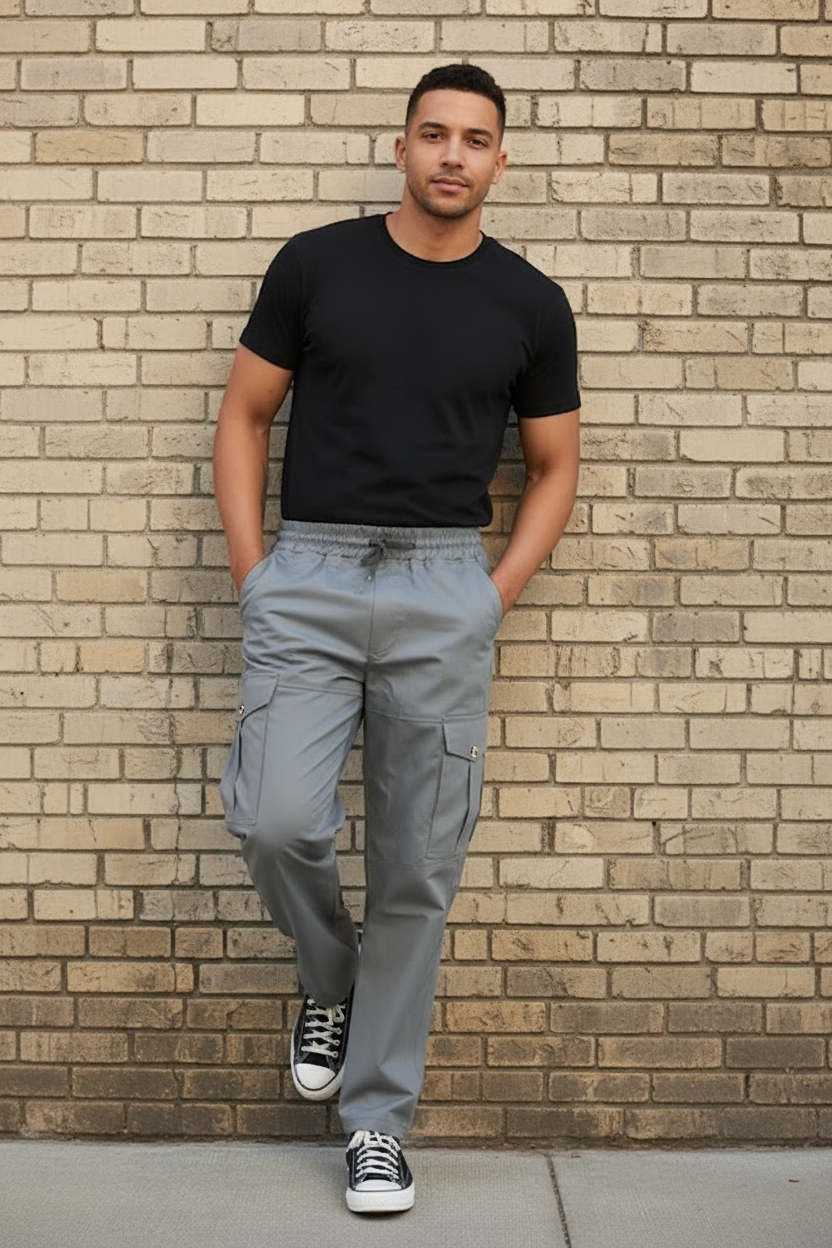 Elastic Waistband cargo pant Grey